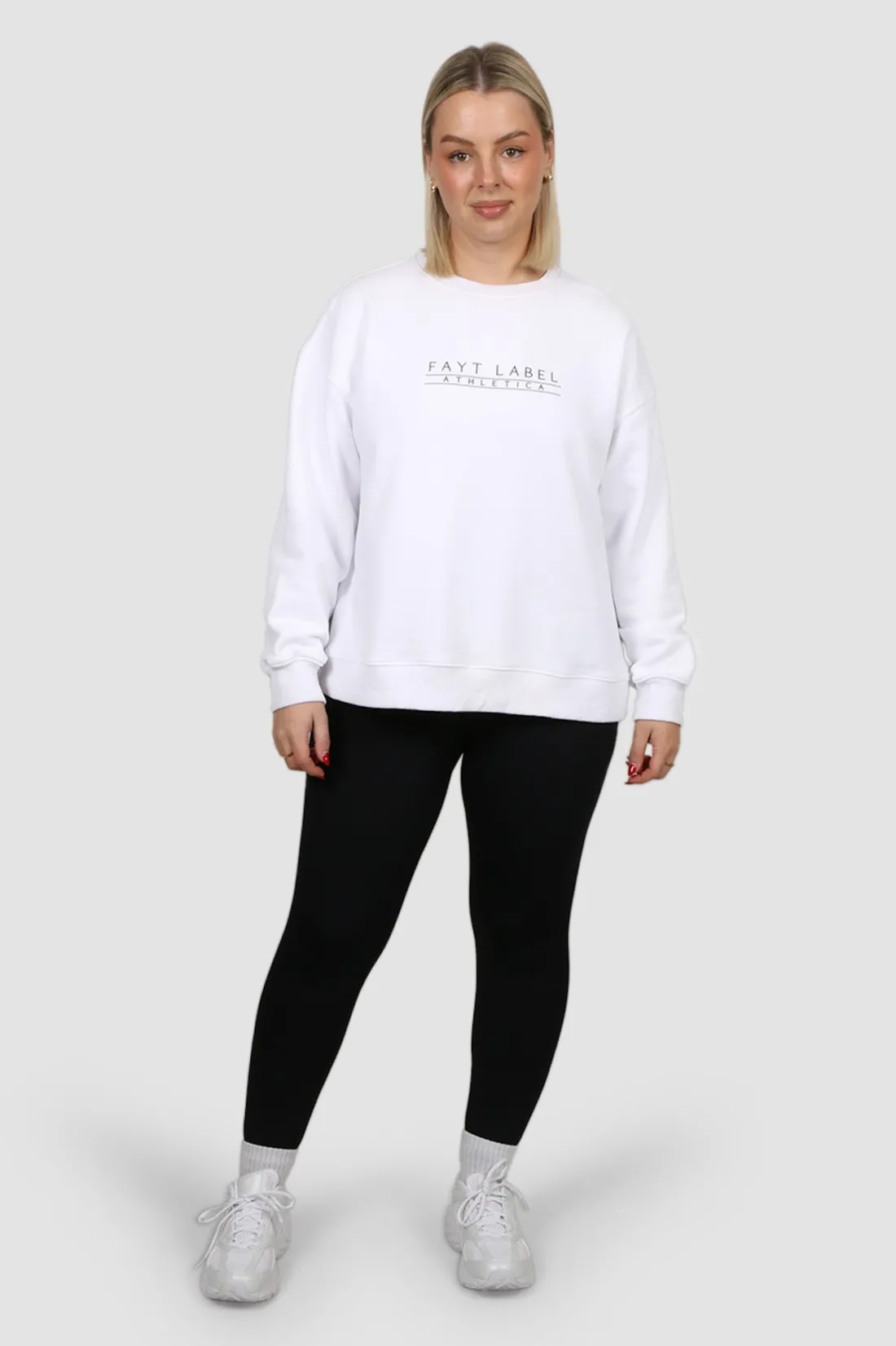 Fayt Tops | Sweaters & Knits | ATHLETICA OVERSIZED CREW WHITE