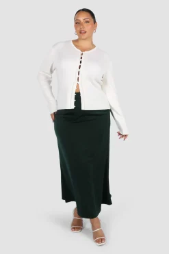 Fayt Skirts | BIANCA SLIP MIDI SKIRT DEEP GREEN