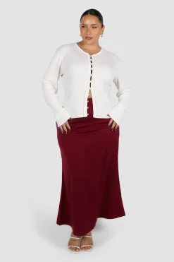Fayt Skirts | BIANCA SLIP MIDI SKIRT MERLOT