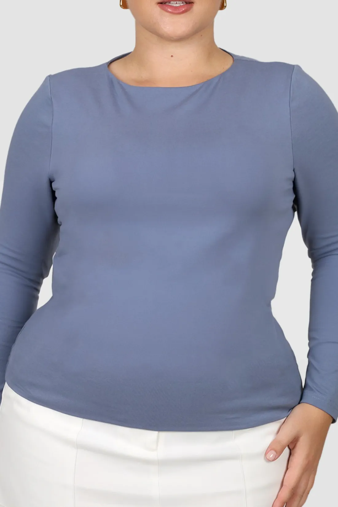 Fayt Tops | BUTTERY LONG SLEEVE STEEL BLUE