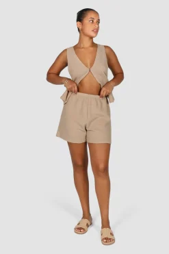 Fayt Shorts | CAPRI WAFFLE SHORTS BISCUIT