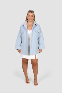 Fayt Jackets, Knits & Coats | CONCORD UNISEX SHACKET POWDER BLUE
