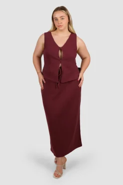 Fayt Tops | Sets | EVIE WAFFLE TOP MERLOT