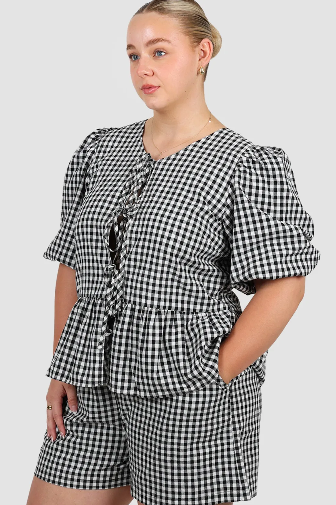 Fayt Tops | Sets | FAWN TOP B&W GINGHAM