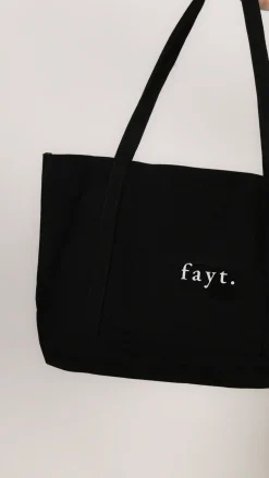 Fayt Accessories | EMBROIDERED TOTE BAG BLACK