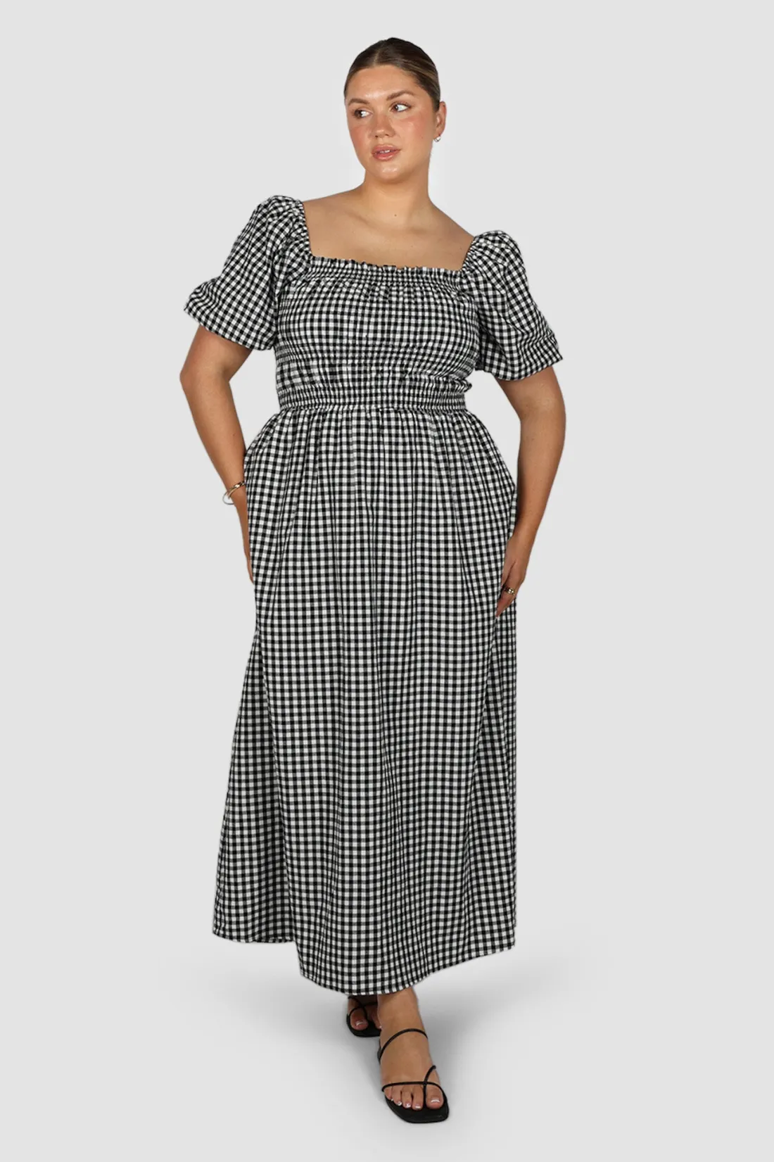 Fayt Dresses | Dresses | ISMAE MAXI DRESS B&W GINGHAM