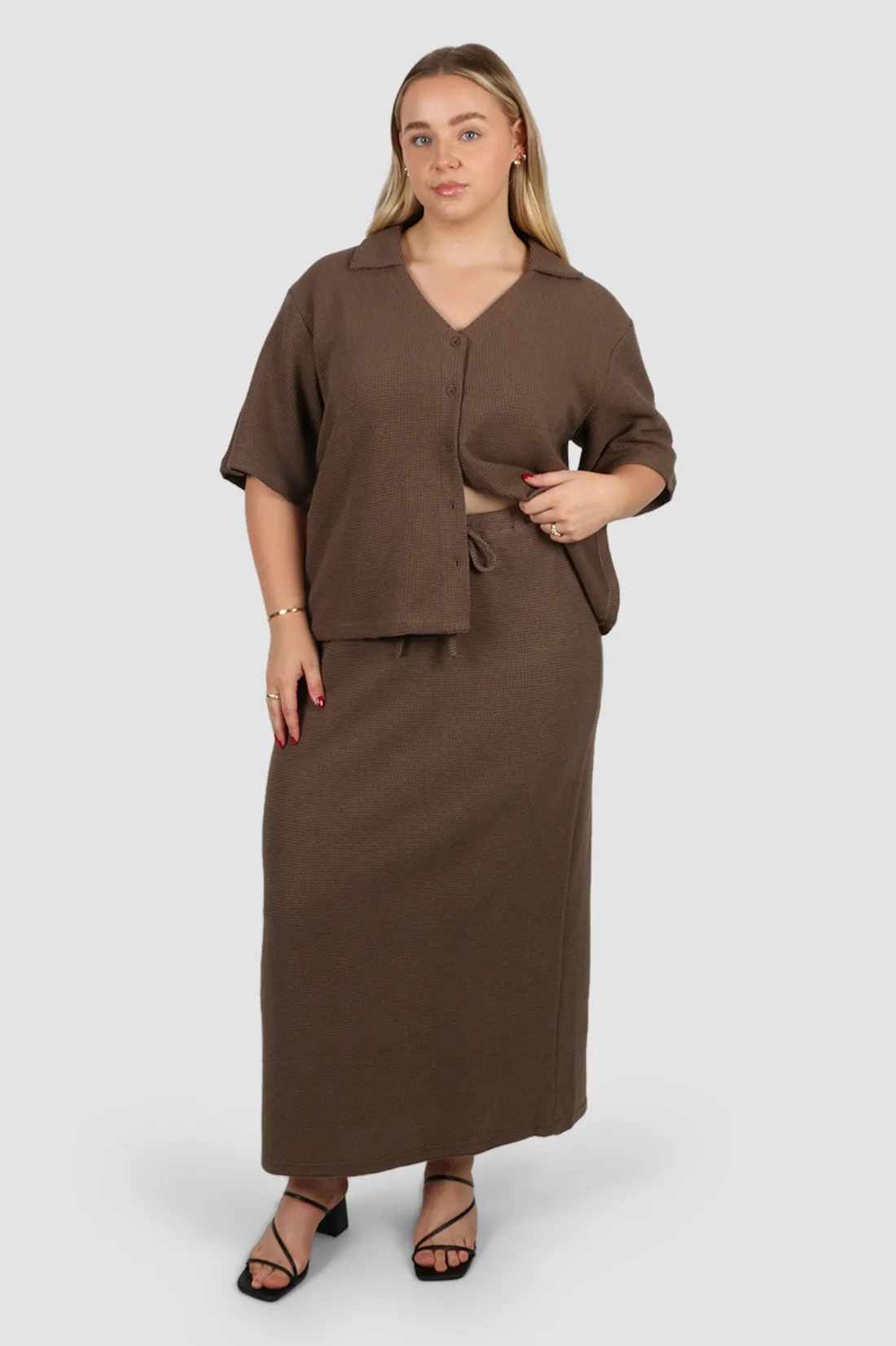 Fayt Tops | Sets | LUMI WAFFLE SHIRT MOCHA