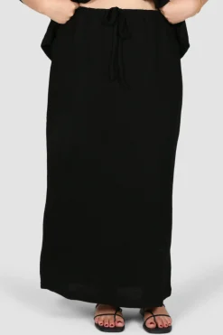 Fayt Skirts | MARLEY WAFFLE MAXI SKIRT BLACK