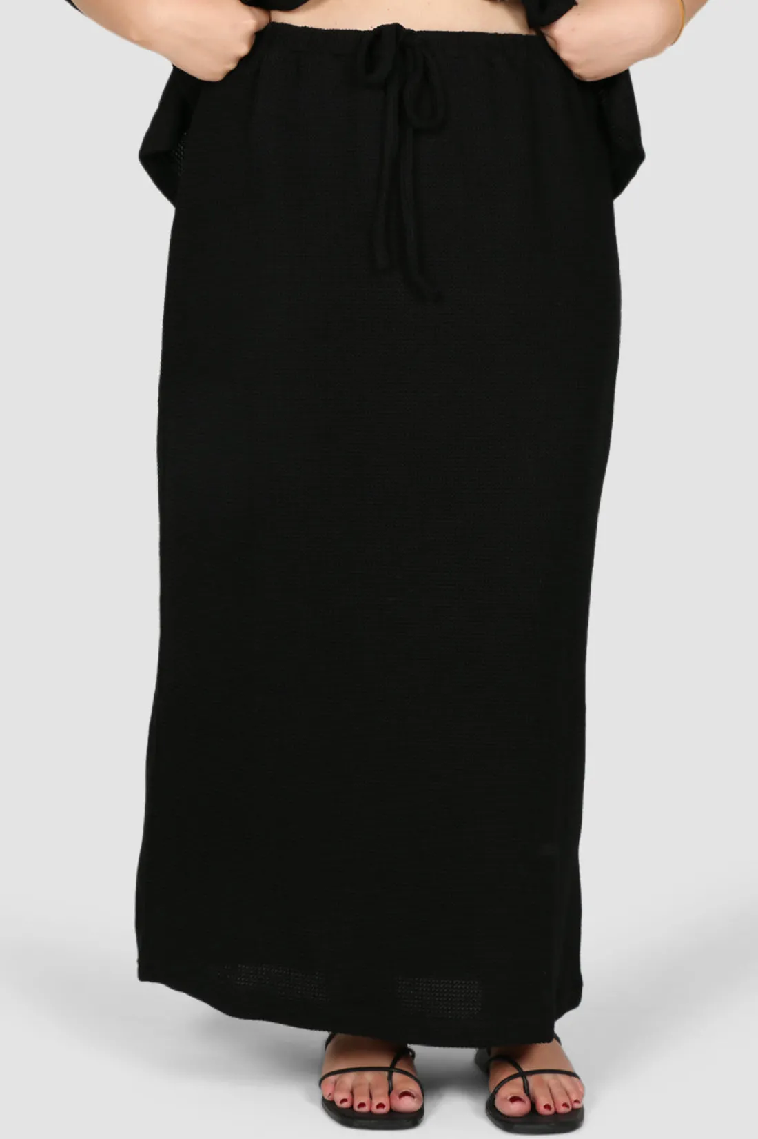Fayt Skirts | MARLEY WAFFLE MAXI SKIRT BLACK