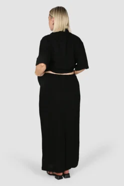 Fayt Skirts | MARLEY WAFFLE MAXI SKIRT BLACK