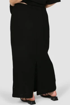 Fayt Skirts | MARLEY WAFFLE MAXI SKIRT BLACK