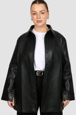 Fayt Tops | Jackets, Knits & Coats | RAIDEN PU LEATHER JACKET BLACK
