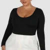 Fayt Tops | SCOOP NECK BODYSUIT BLACK