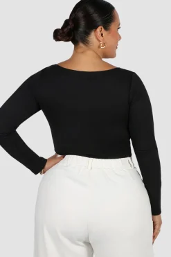 Fayt Tops | SCOOP NECK BODYSUIT BLACK