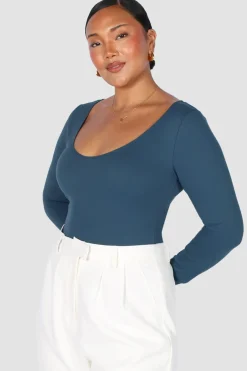 Fayt Tops | SCOOP NECK BODYSUIT DEEP TEAL
