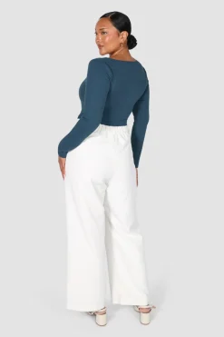 Fayt Tops | SCOOP NECK BODYSUIT DEEP TEAL
