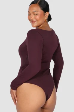 Fayt Tops | SCOOP NECK BODYSUIT DEEP PLUM