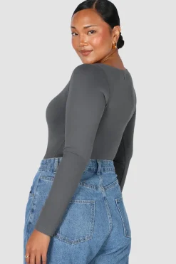 Fayt Tops | SCOOP NECK BODYSUIT GREY