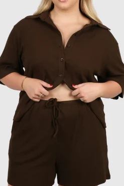 Fayt Tops | Sets | SELIA RIB BUTTON SHIRT ESPRESSO