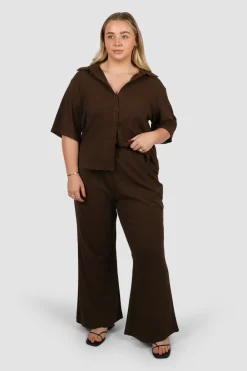 Fayt Tops | Sets | SELIA RIB BUTTON SHIRT ESPRESSO