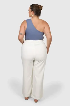 Fayt Tops | SULLIVAN ONE SHOULDER TOP STEEL BLUE