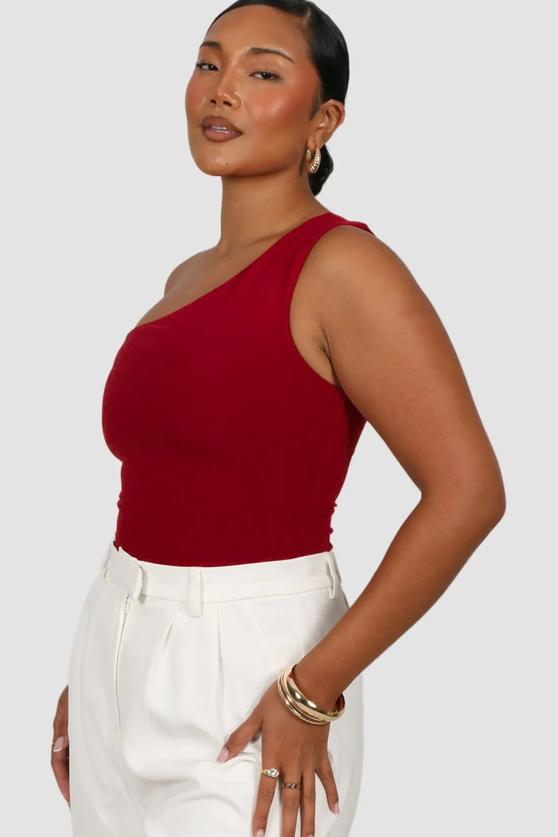 Fayt Tops | SULLIVAN ONE SHOULDER TOP CHERRY