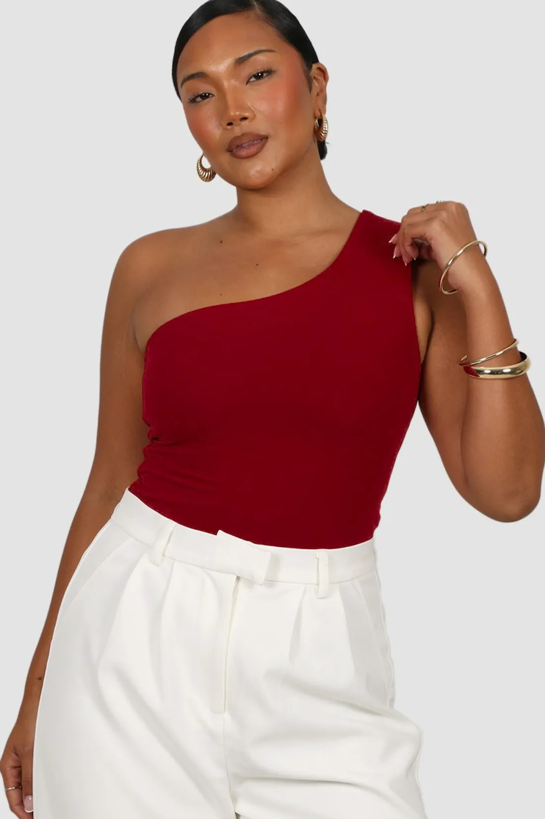 Fayt Tops | SULLIVAN ONE SHOULDER TOP CHERRY