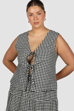 Fayt Tops | Sets | TORBIN TOP B&W GINGHAM