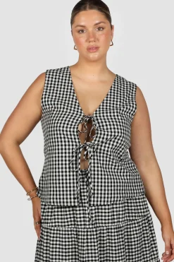 Fayt Tops | Sets | TORBIN TOP B&W GINGHAM