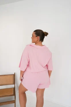 Fayt Playsuits + Jumpsuits | ZEPHYR LINEN PLAYSUIT PINK