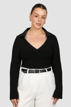 Fayt Tops | Jackets, Knits & Coats | ZITA RIB TOP BLACK