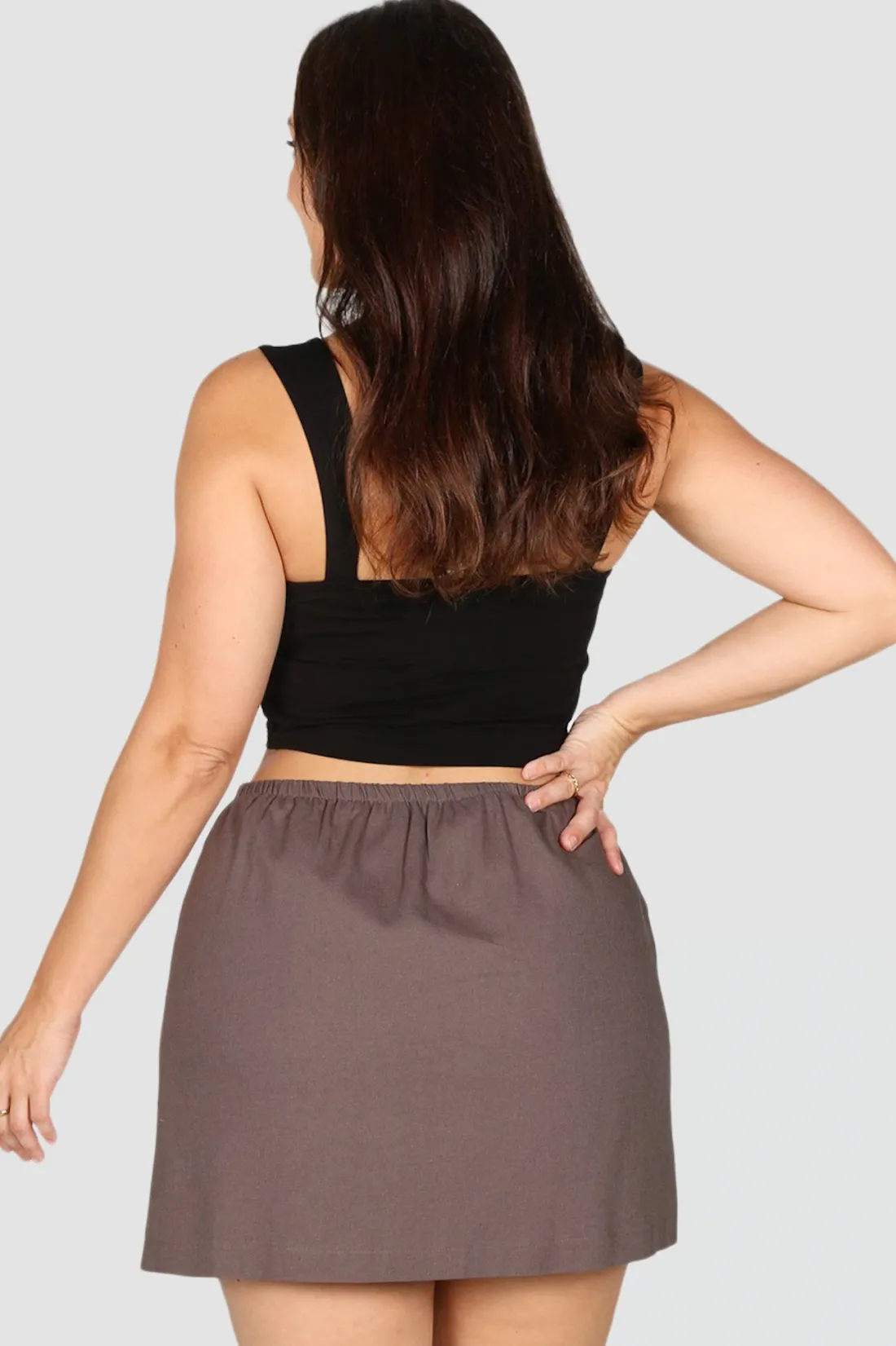 Fayt Skirts | ZOLA LINEN SKIRT CHARCOAL