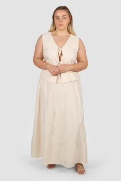 Fayt Skirts | Sets | ZYLA TIERED MAXI SKIRT NEUTRAL